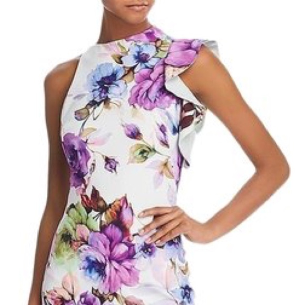 NWT Black Halo Pabla Floral Ruffle Sheath Dress 8